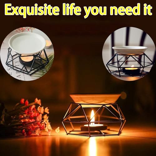 Wax Burner, Aromatic Oil Burner, Essence Oil Burner, Geometric Ceramic Essential Oil Candle Holder,Wax Melt Burner Warmer,Melter Fragrance Home Office Decoration For Creating Calming Ambiance To Home - Image 6