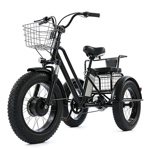 Dfdieratve Vehículo Eléctrico Tres Ruedas Todo Terreno - Neumáticos 20'x4', 500W, 40km/h, para Nieve y Pendientes 30 Adultos y Mayores