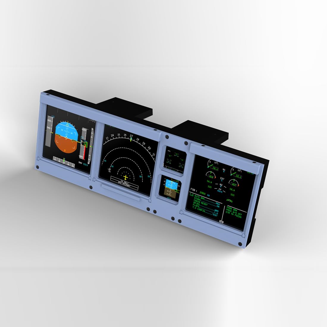 Palapozzy D106 A32X/A35X/A38X PFD-ND-ECAM-E/WD 4-in-1-Display for MSFS 2020/2024, Kompatibel mit Fenix, PMBG, FBW und NEOV2, Windows Flugsimulator Home Cockpit