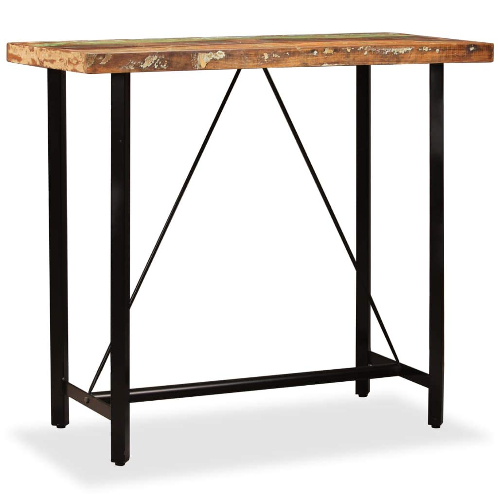 vidaXL Mesa de Bar de Madera Maciza reciclada 120x60x107 cm