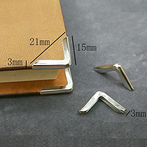 Image of 100Pcs Book Scrapbooking Album Menu Folder Protectors - Metal Corner Protector Cover for Protecting Book and Scrapbooking Corners, Silver