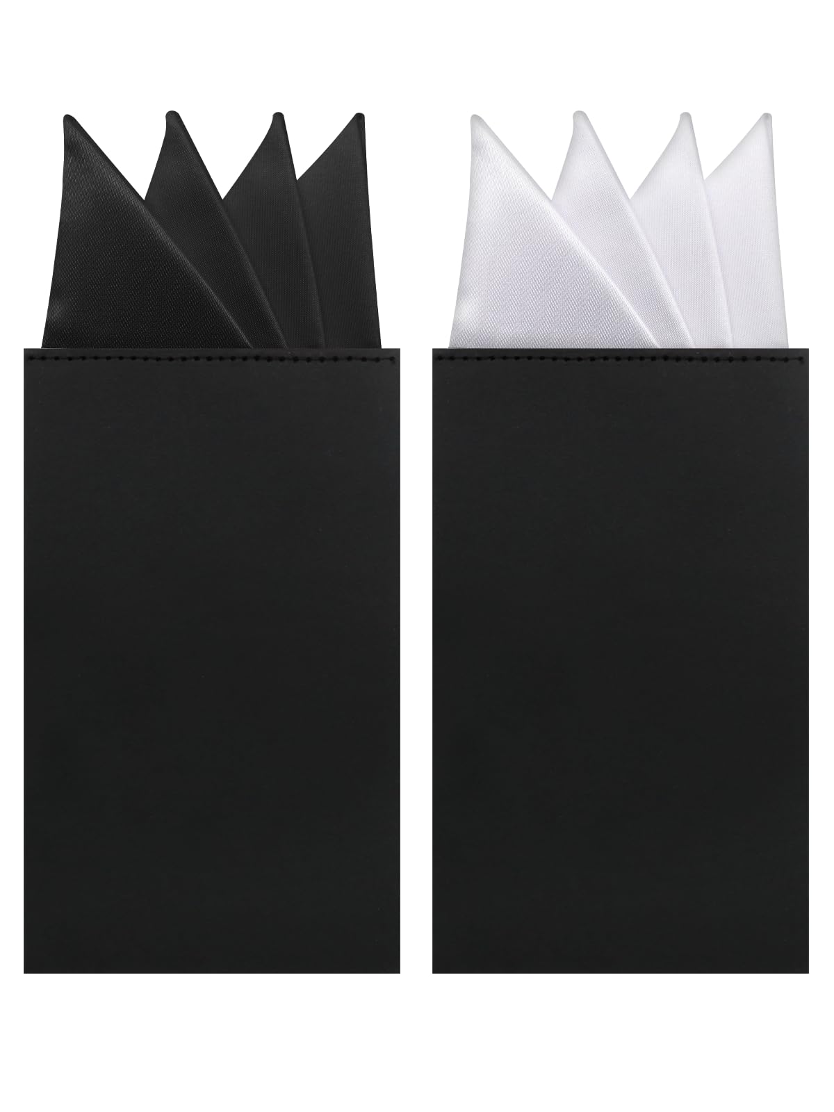 Luckyvestir Pocket Squares for Men Prefolded, Mens Handkerchiefs on Card, White Black Pocket Square for Suit Jacket Tuxedo