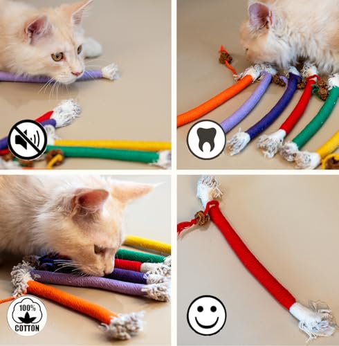 Petelligent Bent Cat Rope Toy, Pet Chew Toys, Interactive Tease Toys for Cats and Kittens, Bite-Proof Playthings, Cotton Rope Kitten Toys Dental Care Stress Relief Pet Supplies (Medium 6 Pack) - Image 6