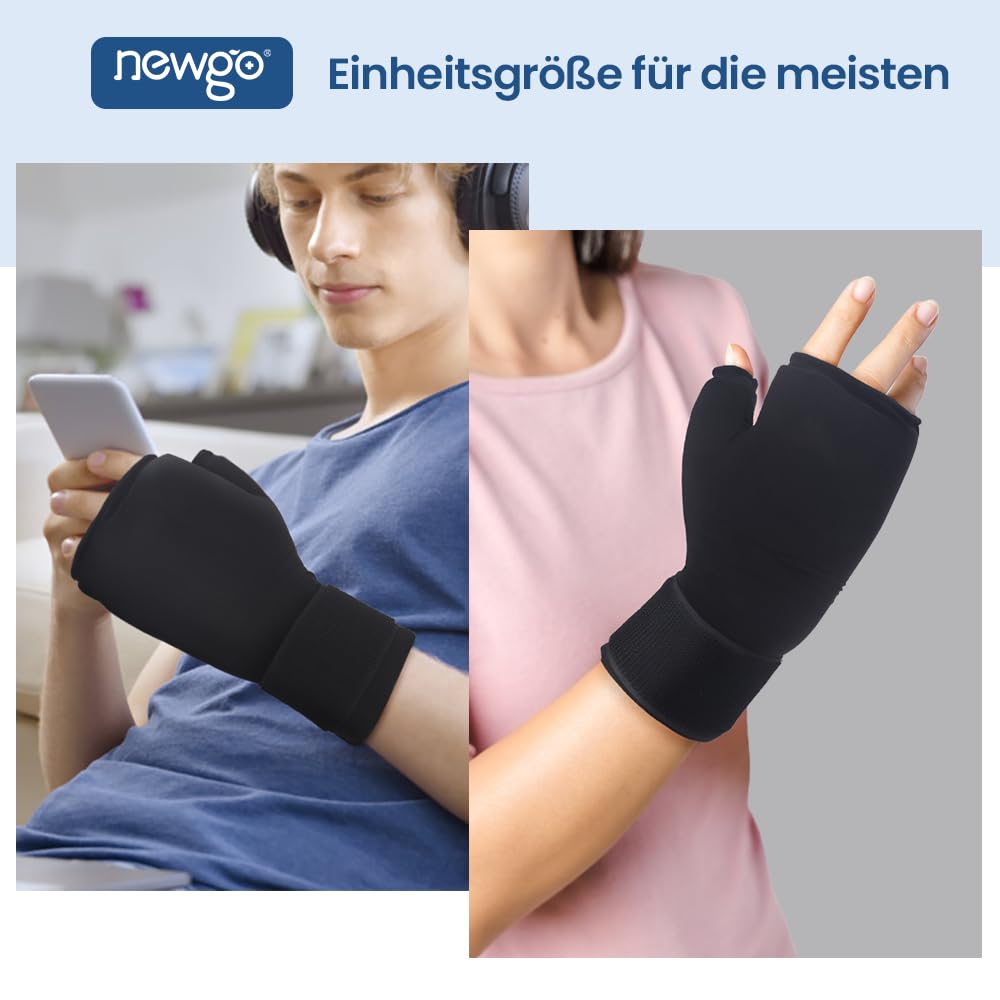 NEWGO Gel Gloves Cooling Gloves Cold & Heat Therapy for Hands, Fingers for Chemo Therapy, Rheumatism, Pack of 2 (Black)