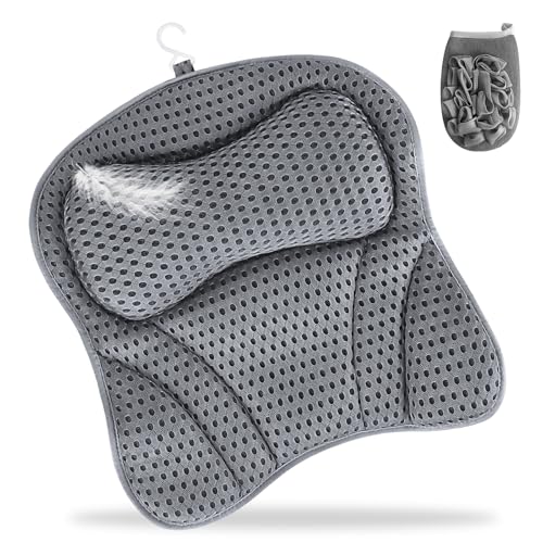 Badewannenkissen Badekissen für Badewanne Kopfstütze Wannenkissen Bathtub Pillow mit 4D-Air-Mesh-Technologie und 6 Saugnäpfen für Home SpaUnterstützt Kopf Schultern und Rücken in der Badewanne
