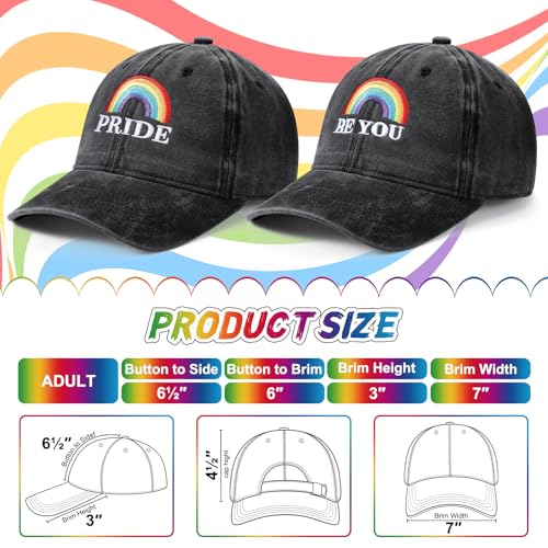 Image of Eurzom 2 Pcs LGBT Pride Baseball Hats Rainbow Embroidered Love Wins Cap Adjustable Gay Pride Month Rainbow Hat for Men Women
