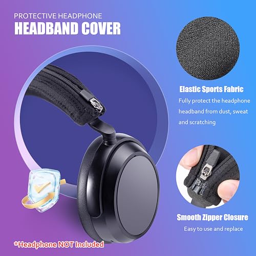 Image of Momentum 4 Protective Headband Cover Compatible With Sennheiser Momentum 4 Headphone Thicker Sports Fabric Replacement Headband Cushion Pad Protector Black