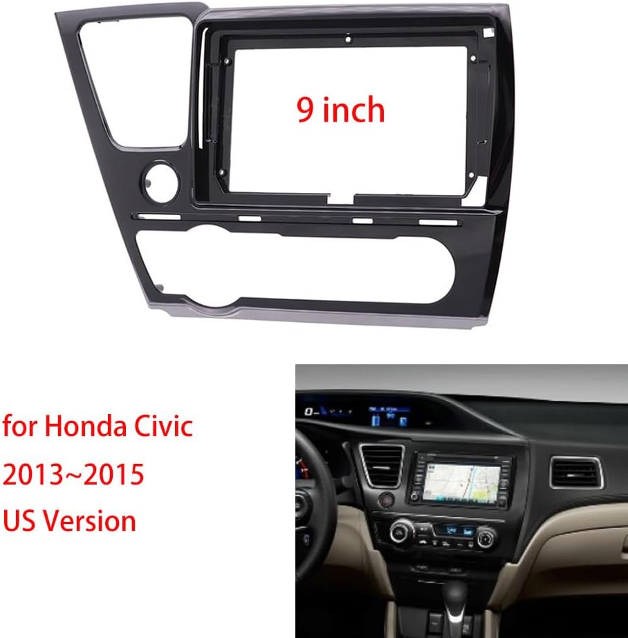9'' Car Radio Stereo Dash Install Kit Fascia Panel Trim fits for Honda Civic 2013-2015 Installation Aftermarket Stereo Headunit