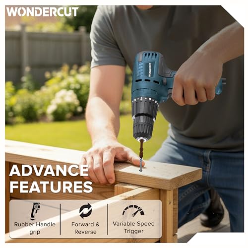 Image of WONDERCUT 450W, WC-ESD-10-B+1 Electric Screwdriver 10mm, 750RPM, Copper Armature, Keyless Chuck, LED Light R /F, Variable Speed, Torque 8+1 Drill Mode with 1 Pc Screw Bit (Blue & Black)