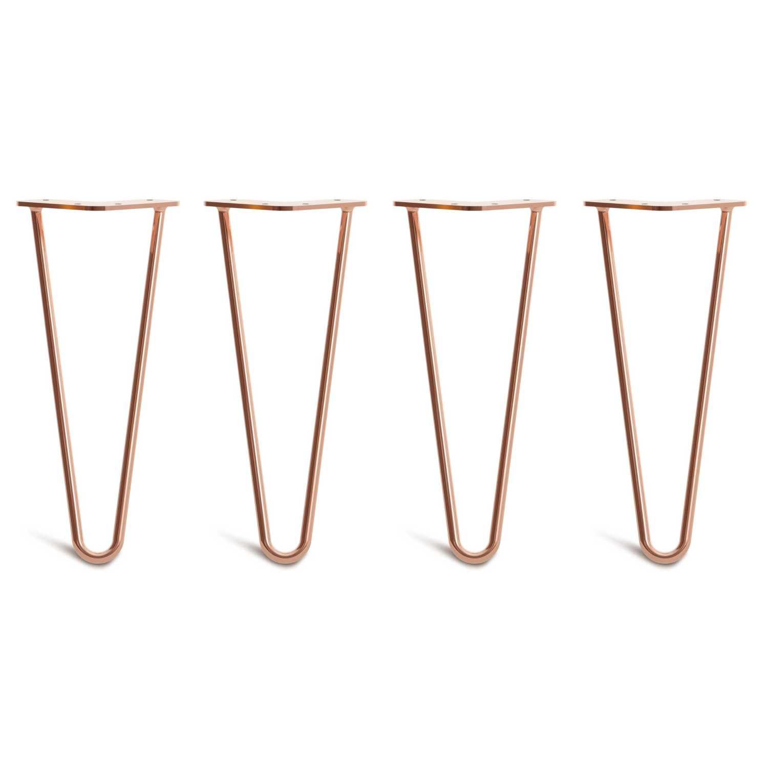 [HLC] 4 x Hairpin Table Legs – Superior Double Weld Steel Construction With Screws, Build Guide & Protector Feet Worth £8 Included! – 10mm Steel [12"/30cm,Copper]