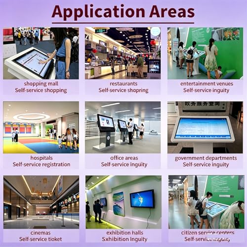 Image of Self Service Kiosk, 21.5 inch /32 inch Interactive Kiosk 1080P HD IPS Touch Screen Display, Weatherproof Floor Standing Digital Signage for Outdoor /Indoor Silver-32inch4G128G