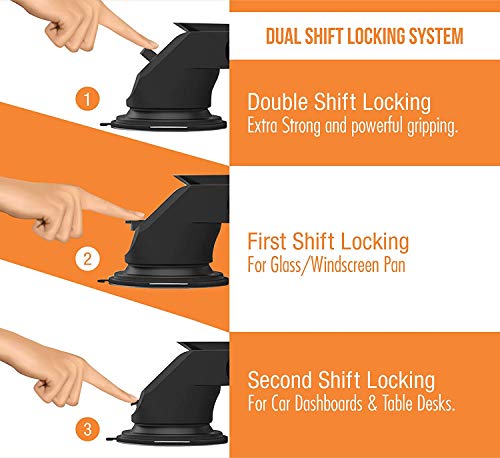 Image of HIRATEK MagBear Universal Car Mount Mobile Phone Holder with 360 Rotating Long Arm and Extra Magnetic Power for Dashboard and Windshield (Black)