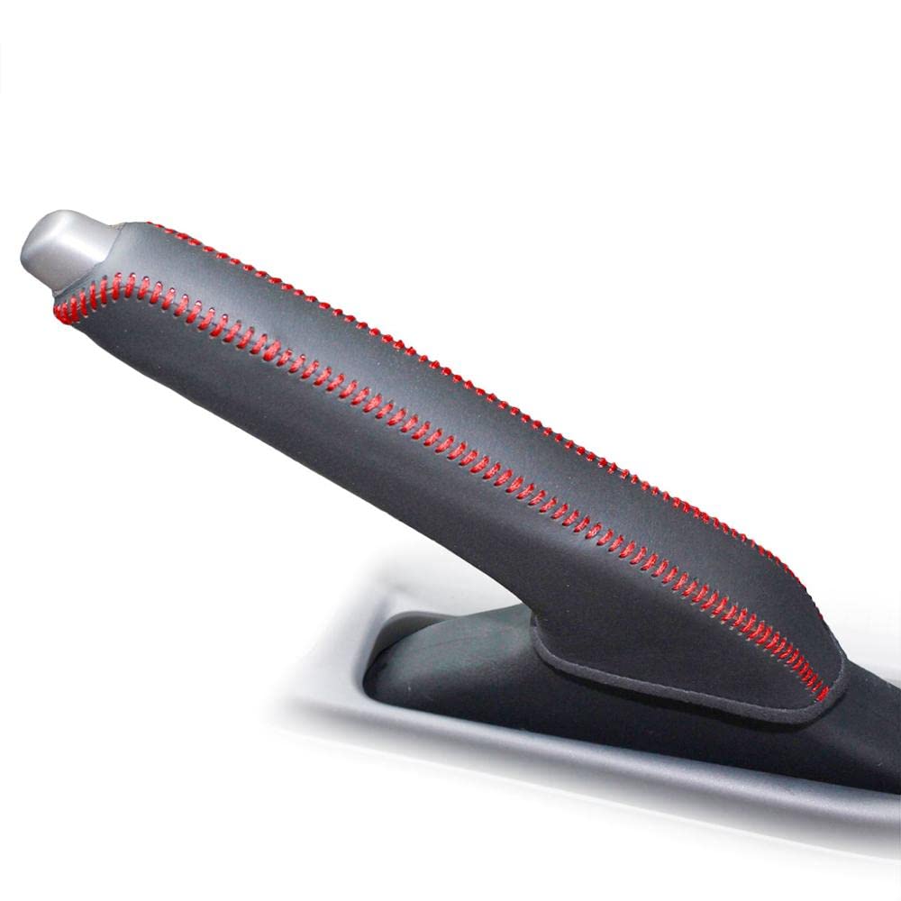 Handbremsengriffe Autohandbremsabdeckungen Fall Fit verwendet for Honda Civic 9 2011-2015 Handbremse Gripte Car-Styling Echtes Leder Auto Cover schwarz (Color : Red)