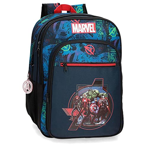 Marvel Avengers Los Vengadores On the Warpath Mochila Escolar Doble Compartimento Adaptable a Carro...