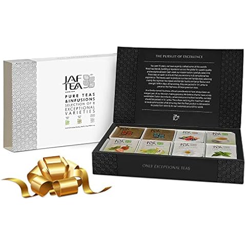 Jaf Tea - Tea Sampler Gift Set Box, 80 COUNT - 8 Tea Variety Pack - Including: Black Tea, Green Tea, Earl Grey, Fruit Teas, Peppermint Tea - 80 Tea Bags (10 of each) Cover