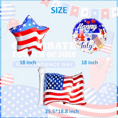 Image of 4th Of July Balloons, Flag Balloons And Star Balloon For Independence Day, Presidents, Patriotic Decor, USA 4th Of July Decorations