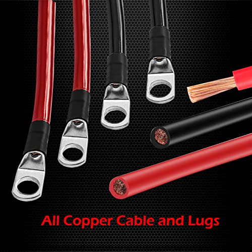Ampper 5 Awg Battery Cable Set, 20 Inch Copper Power Inverter Cables With Terminals For Car, Vehicle, Rv, Solar Application And More (3/8" Ring, 1 Set) #TOP5