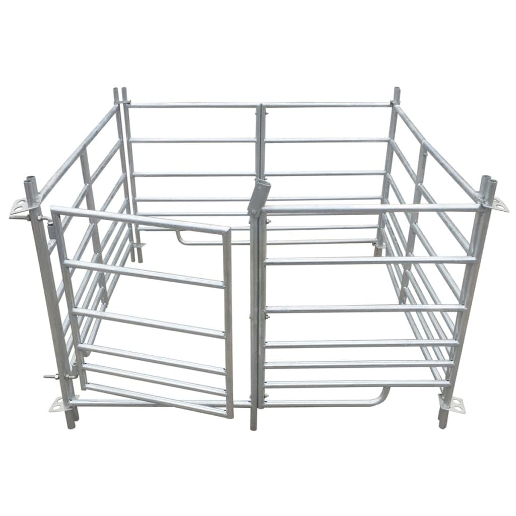 Recinto per pecore in acciaio zincato, 137 x 137 x 92 cm, recinto per animali con cancello e serratura, per pecore e animali domestici, stabile recinto per piccoli animali da giardino
