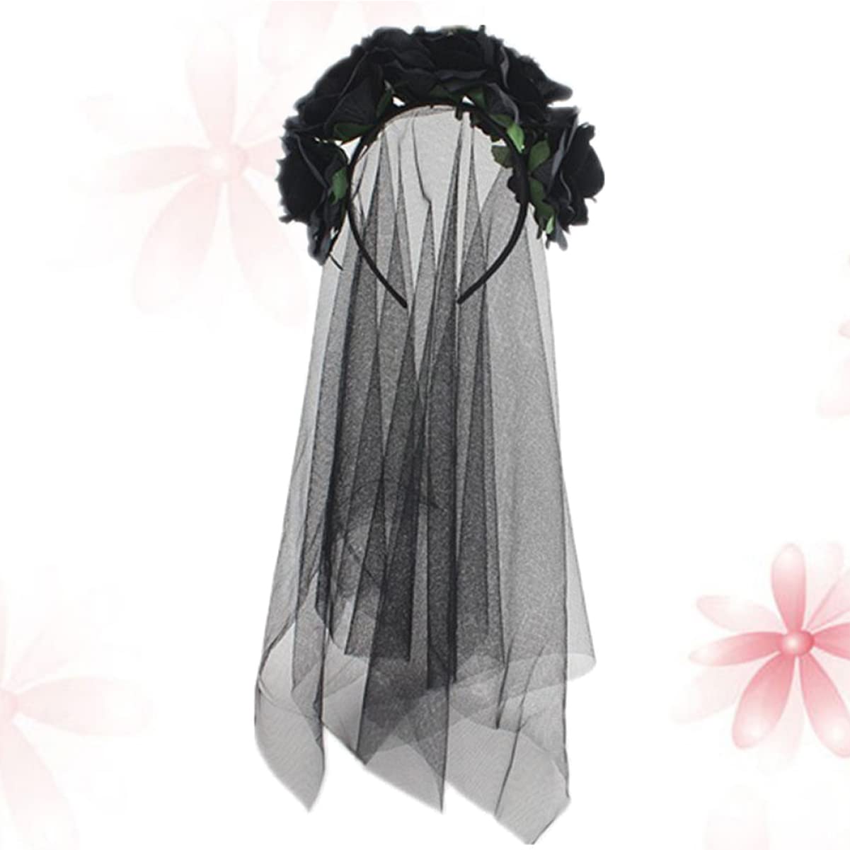 FOMIYES 3 Piezas Diademas De Halloween Para Mujer Velo De Diadema Velo Tocado De Velo Gótico Velo De Decoración Rosa De Halloween Venda Víspera De Todos Perder Flores