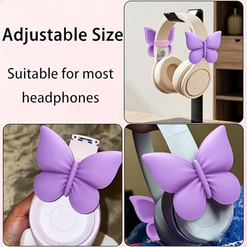 Adorno para auriculares con lazo 3D de silicona suave y elástico de color púrpura miniatura 4