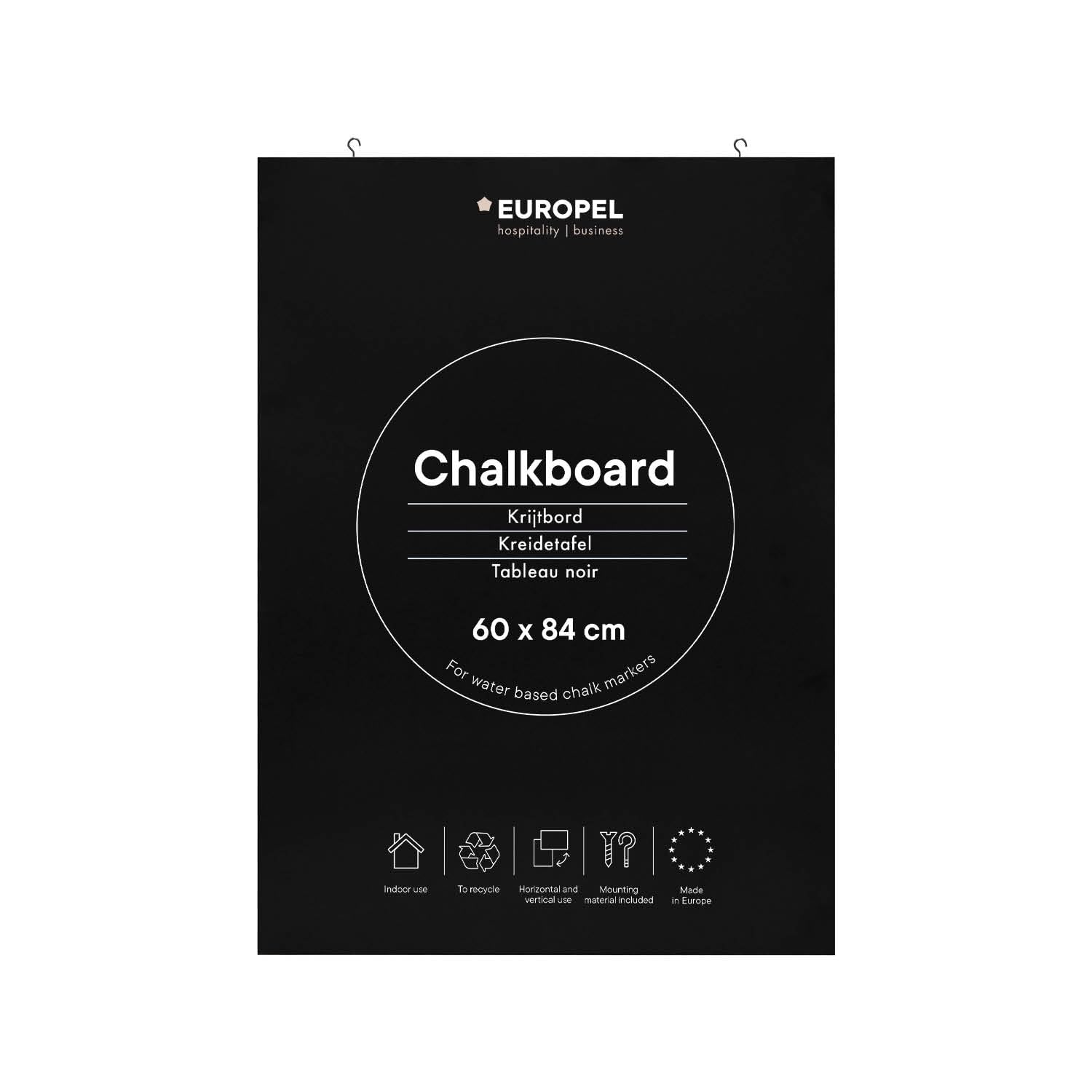 EUROPEL Tableau noir, Tableau Mural pour Écriture au Marqueur-craie, pour la Maison, Cuisine, Bureau, École, Bar, Décoration d'Événements Festifs, Ardoise Pense-bête, pour Message, Publicité (60x84cm)