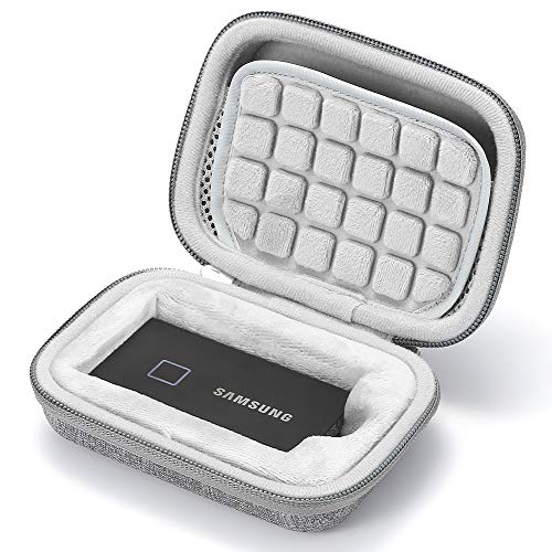 L3 Tech Estuche rígido para Samsung T7 Touch SSD portátil de 1TB / 2TB / 500GB, Bolsa de Almacenamiento de Transporte - Gris (Forro Gris) (Solo Estuche, se Adapta a 1 SSD)