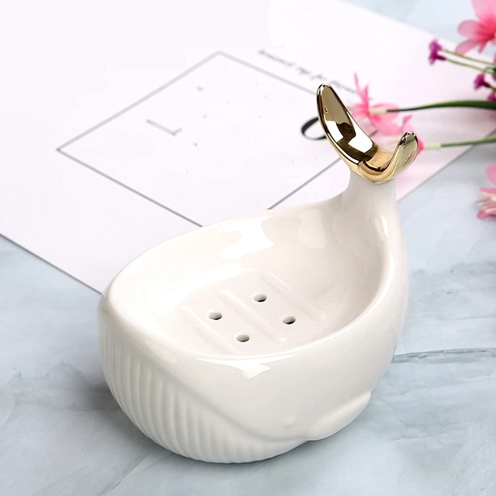 Skulptur - Mode Süße Weiße Keramik Wal Mini Seifenschale Dekoration Keramik Ozean Tier Büro Seifenhalter Badezimmer Dekoration Zubehör Geschenk Ornamente