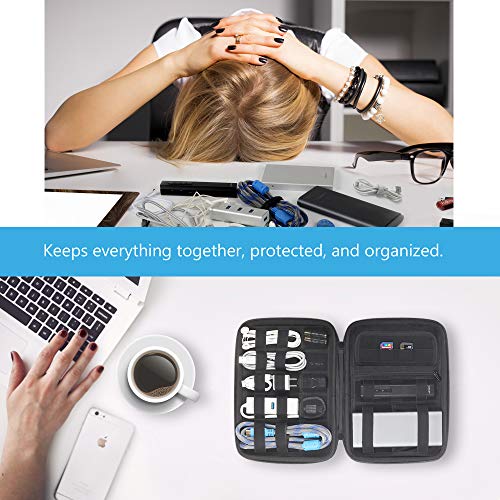 Compact Electronics Organizer, Cable Organizer, JSVER Cable Organizer Bag, Electronic Organizer Hard Travel case for Cables, USB Flash Drive, Phone, USB, SD Card, Power Bank, 2.5" Hard disks (Black)