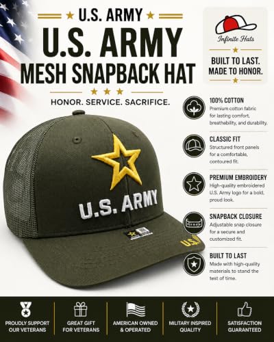 Image of US Army Veteran Hat for Men - Officially Licensed Military Baseball Cap, for Veterans