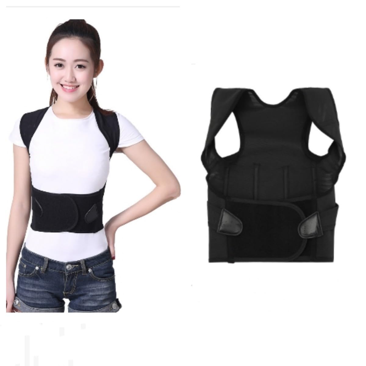 1pcs Back Brace and Posture Corrector for Women and Men, Lightweight Shoulder Straightener Adjustable Full Back Support,Back Pain Relief Spine Corrector (Black) (M)