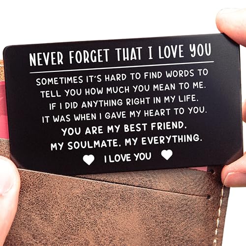 You Are My Everything Wallet Card – Engraved Love Note Keepsake, Anniversary, Wedding, Birthday, Valentine’s Day Gift for Someone Special