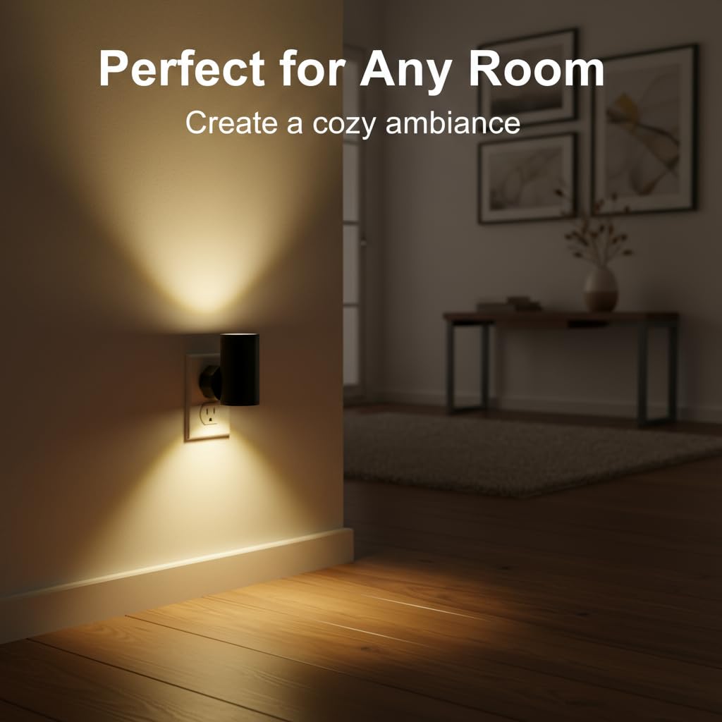 TSEXES 4 Pack LED Night Light Plug in Dusk to Dawn Sensor 5-300LM Adjustable Brightness Soft White 3000K — view 5