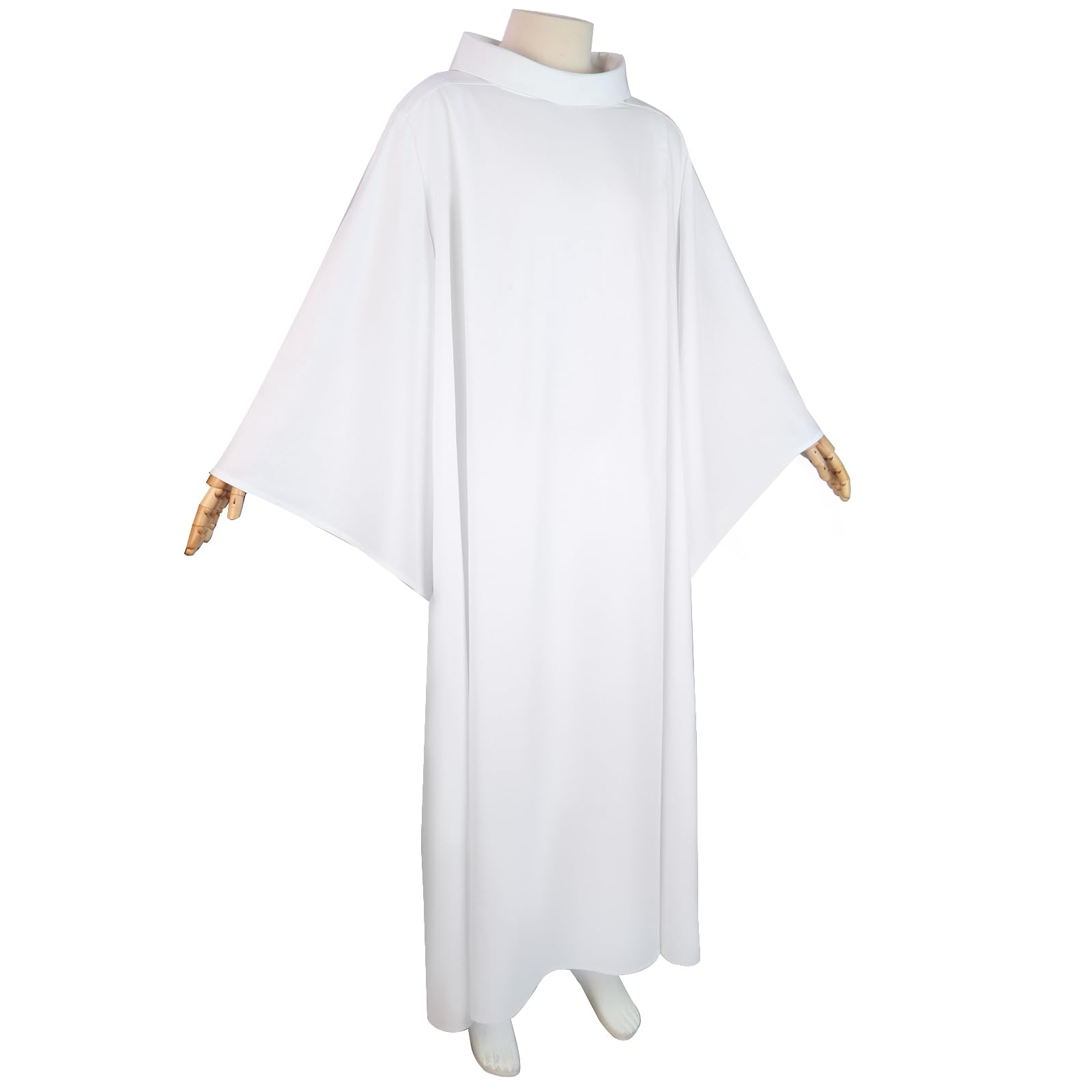 MYAYD Bata unisex de algodón para clero, púlpito litúrgico, uniforme suelto, talla grande, color blanco