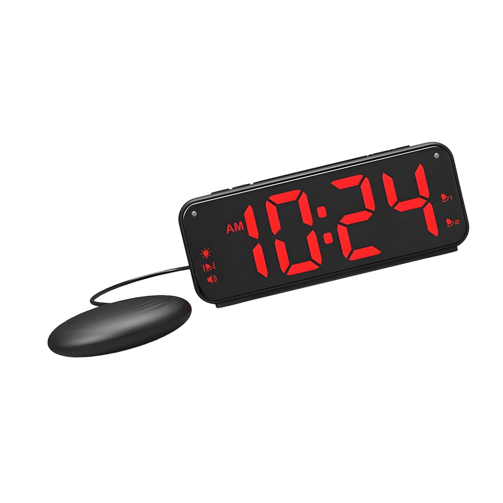 EXQIOUR Loud Alarm Clock for Heavy Sleepers, Hearing Impaired Vibrating Clocks with Bed Shaker, 4Dimmers, 2 Alarms and Snooze Digital Clock