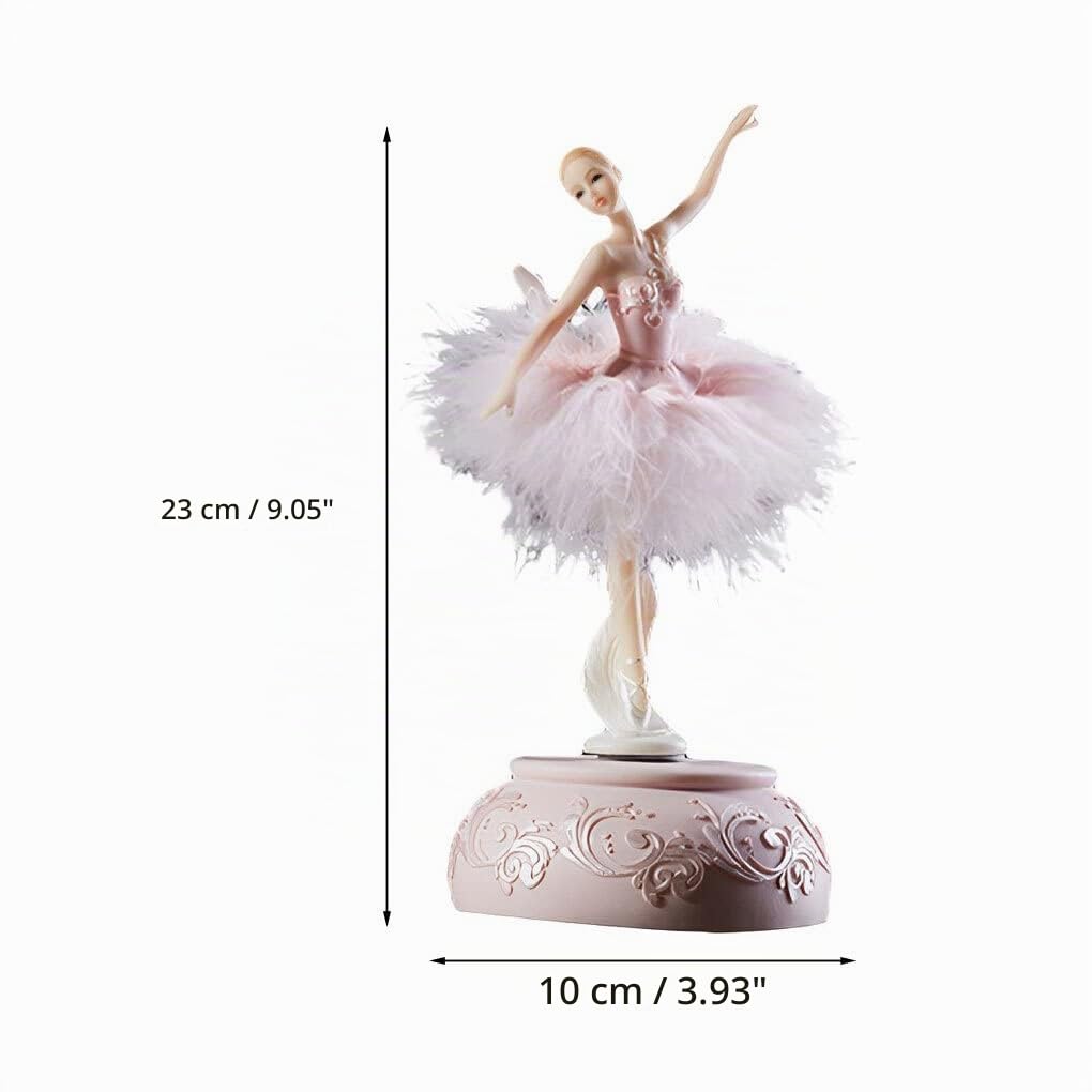 Bailarina Caja Musical Elegante Bailarina Figuras Decoración Amigo Navidad Hogar Escritorio Boda Regalo de Cumpleaños, Rosa
