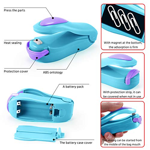 DIFENLUN Mini Sealing Household Machine, Portable Heat Bag Sealer Pressure Vacuum Plastic Sealer for Airtight Food Storage Saver(1pc, Blue)