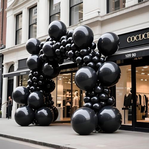 Image of Black Balloons 9pcs 36 Inch Extra Large Big Jumbo Giant Matte Black Latex Helium Balloons for Graduation Halloween New Year Anniversary Birthday Retirement Party Decorations