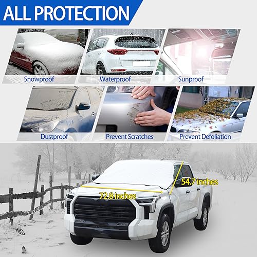 Image of Windshield Snow Cover Fit for Toyota Tundra 2022-2024, Front Windshield Cover for Ice and Snow, Auto Extra Thick Windshield Ice Cover Protects Windshield and Wipers from Rain, Sun, Frost