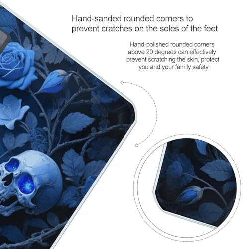 Báscula digital de baño con diseño Flowers Skull y vidrio templado miniatura 4