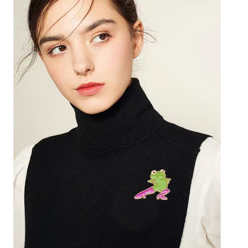 Image of Cute Frog Enamel Brooch Pins For Women Men Cartoon Frog with Glitter Boots Brooch Creative Funny Animals Brooches Fashion Animals Jewelry Gifts (Frog)