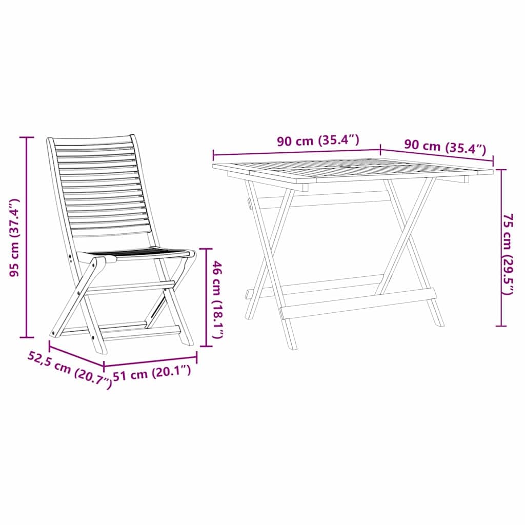 vidaXL Set da Pranzo per Giardino 5 pcs Marrone, Set da pranzo all'aperto, tavolo in acacia rustica, arredo giardino e terrazza, posti resistenti alle intemperie