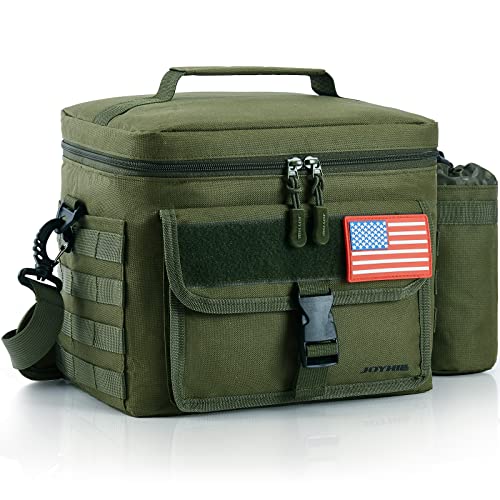 JOYHILL Taktische Lunchbox für Herren, isolierte Lunchtasche mit abnehmbarem Flaschenbeutelhalter, große langlebige Thermo-Kühltasche für Erwachsene, Picknick, Grün Cover