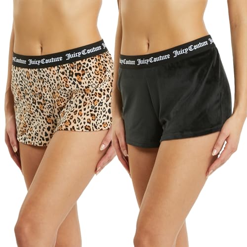 Juicy Couture Velvet Fleece Shorts 2 Piece Designer Pajama Set for Women, 2-Pack Sleep and Lounge Shorts2