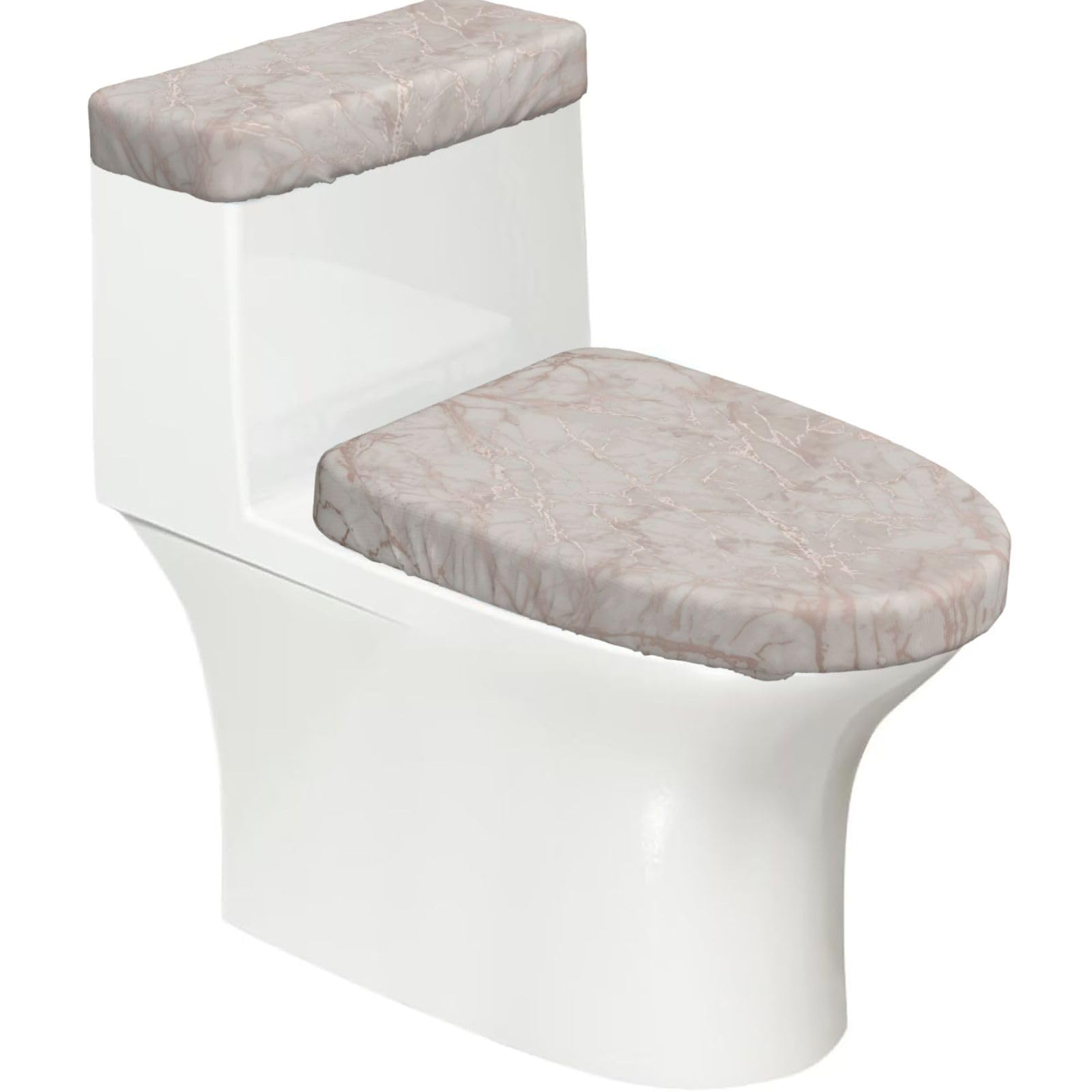 Rose Gold Marble Print Toilet Seat Lid And Tank Covers Universal Fit Smooth Seat Cushion Easy To Clean For Home Hotel