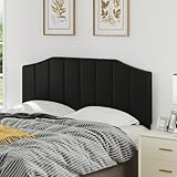 Furpopup Velvet Queen Size Headboard, Upholstered Headboard Queen/Full Size Wall Mount and Bed Frame Mount, Featuring High-Density Sponge Padding Luxury Texture Easy Assembly Comfort Style-Black