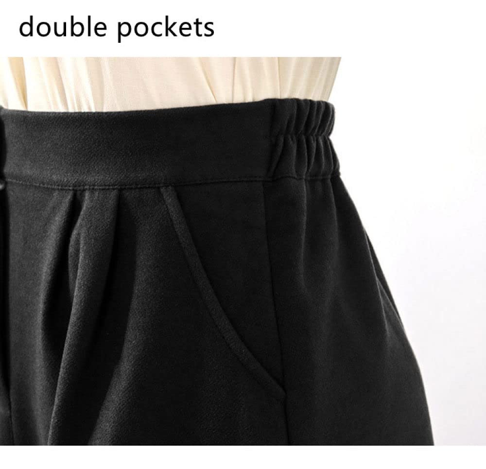 Faldas para Mujer Longitud Mediana, Elegante Falda Negra De Invierno Cintura Elástica Falda De Talle Alto Fruncida De Punto Elegante Faldas Plisadas Acampanadas(Grey)