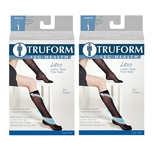 Image of Truform Compression 15-20 mmHg Sheer Knee High Stocking, Espresso Dot Pattern, Large (Pack of 2)