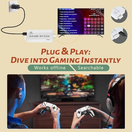Image of HRYYDS 2026 Retro Gaming Console Pro 4K HDMI with 40,000+ Built-in Classic Video Games - Plug & Play Game Stick for TV with 2 Wireless Controllers | 23 Emulator Support 64GB