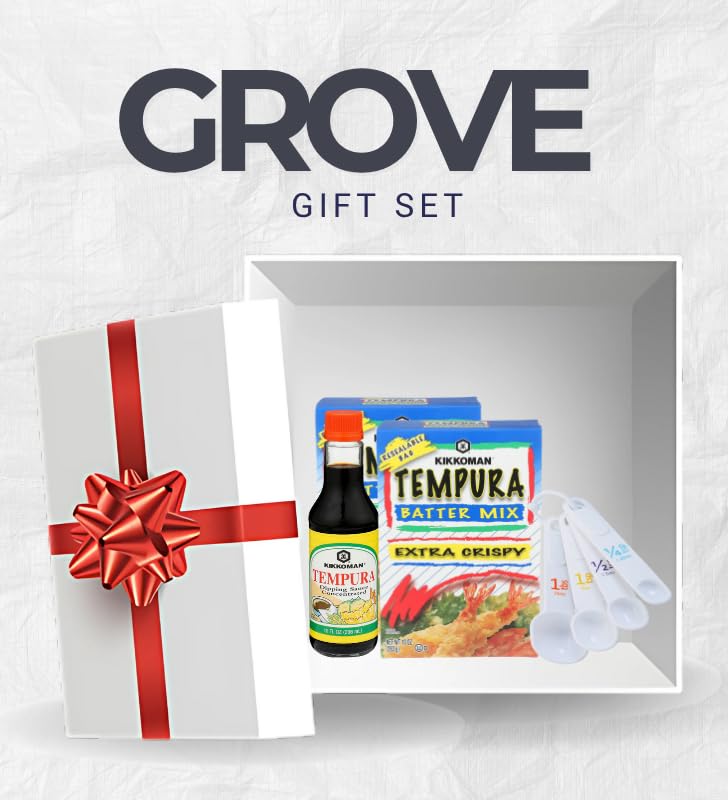 Kikkoman Tempura Dipping Sauce 10 oz + 2x Tempura Batter Mix 10 oz Bundle with Measuring Spoon – Easy Prep for Crispy Tempuras & Savory Dipping – Gift Set (4 Items)