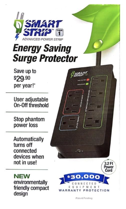 Smart Strip KCG-7MVR Energy Saving Surge Protector with Autoswitching Technology, 7 Outlet